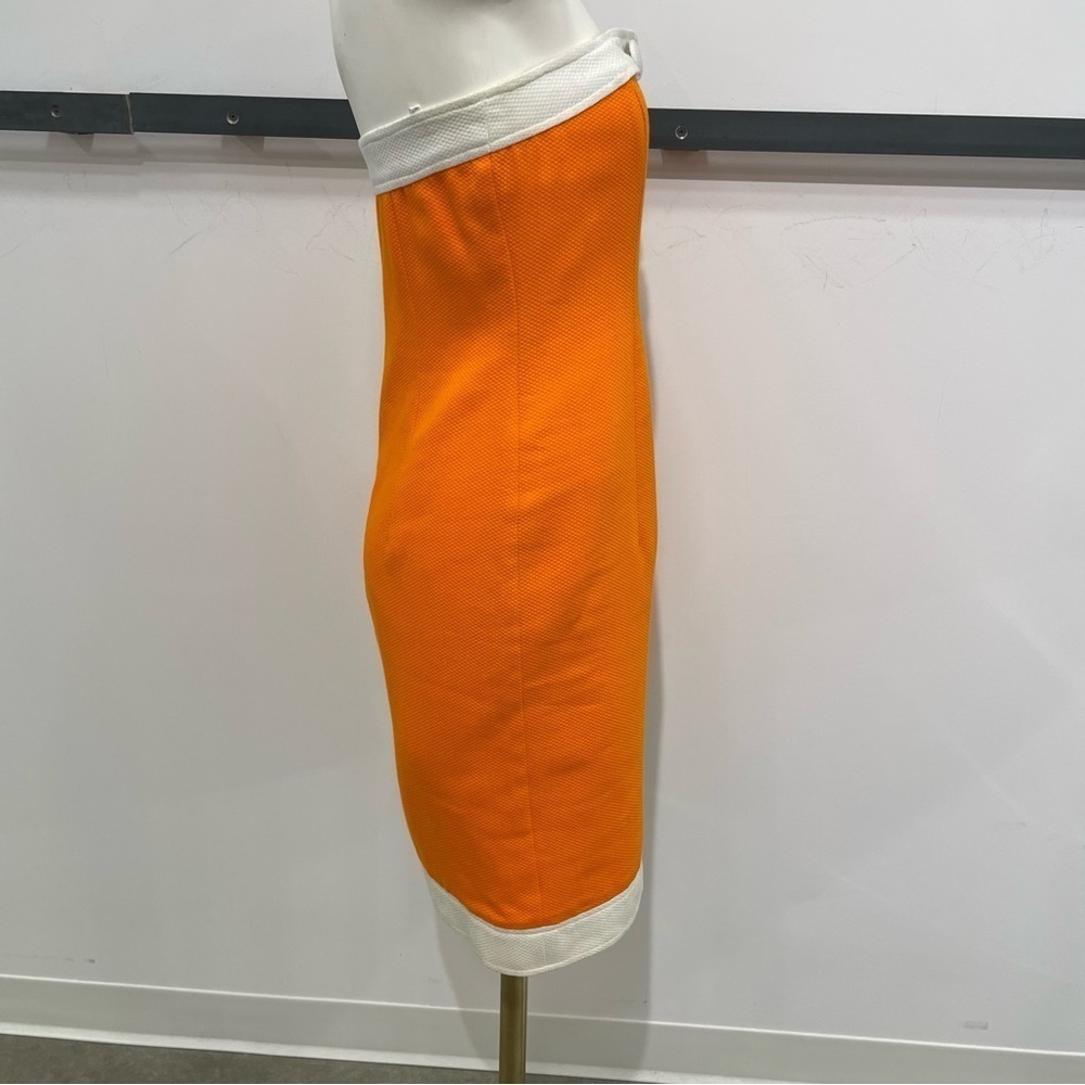 David Meister Strapless Retro Orange White Dress - Picture 2 of 13